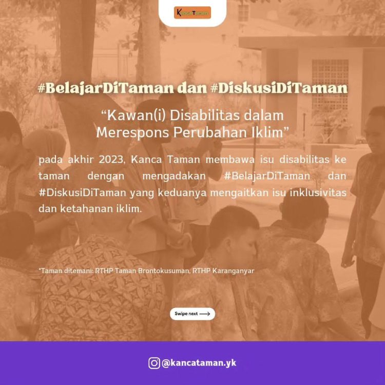 Kegiatan kumpul bersama di Taman untuk membicarakan isu perubahan iklim/Instagram: @kancataman.yk